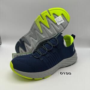 SKETCHERS Kids 4.5 Elite Rush Slip on Running Shoes Navy/Neon Green